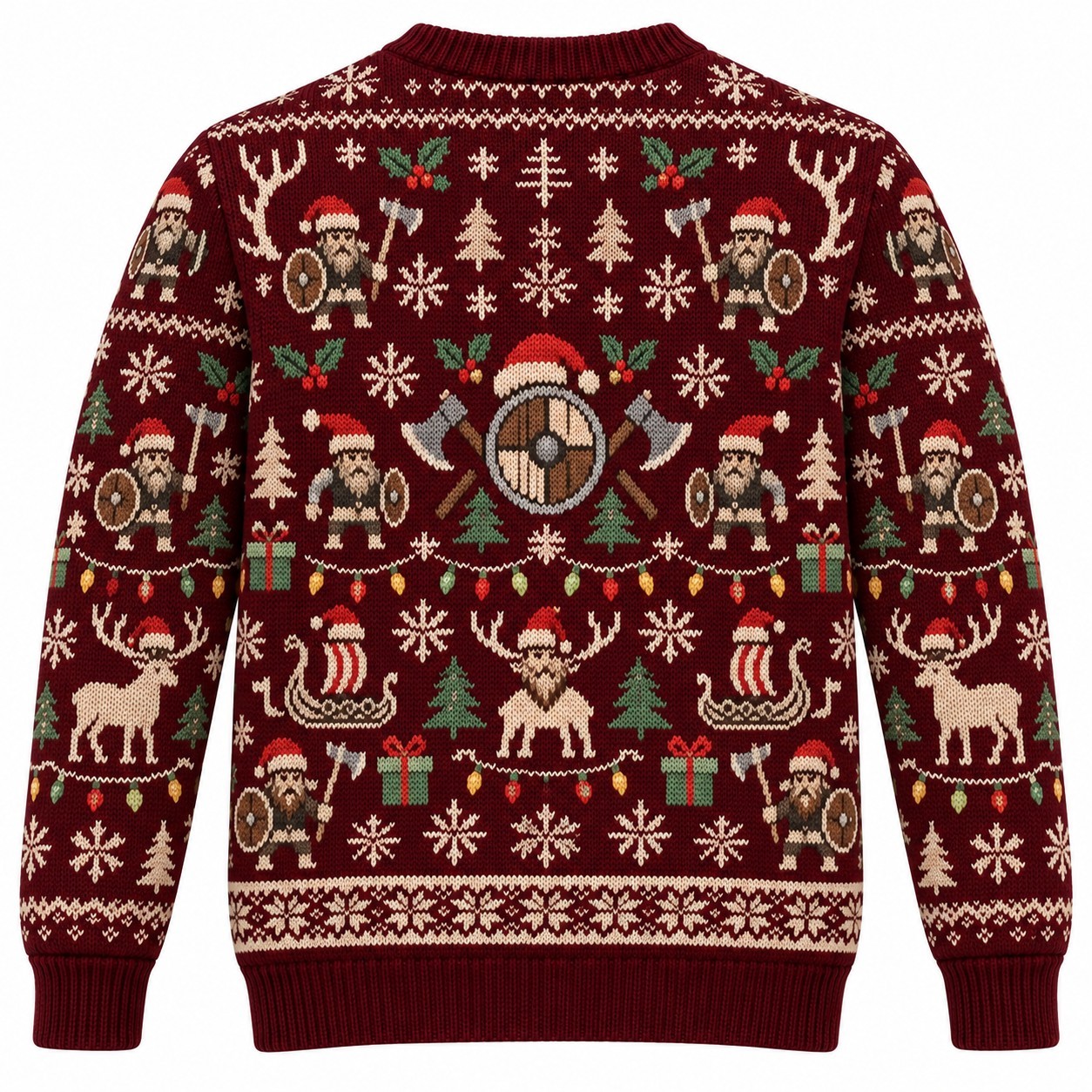 [popular-sweater:PX-10-12:back] Axe And Antlers Viking Christmas Ugly Christmas Sweatshirt - Back view