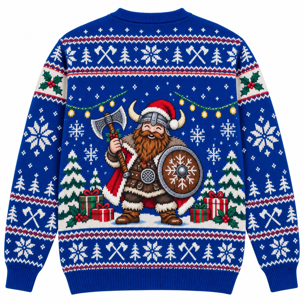 [popular-sweater:PX-10-16:back] Berserker Christmas Viking Ugly Christmas Sweatshirt - Back view