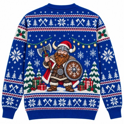 [popular-sweater:PX-10-16:back] Berserker Christmas Viking Ugly Christmas Sweatshirt - Back view