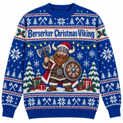 [popular-sweater:PX-10-16:front] Berserker Christmas Viking Ugly Christmas Sweatshirt - Front view