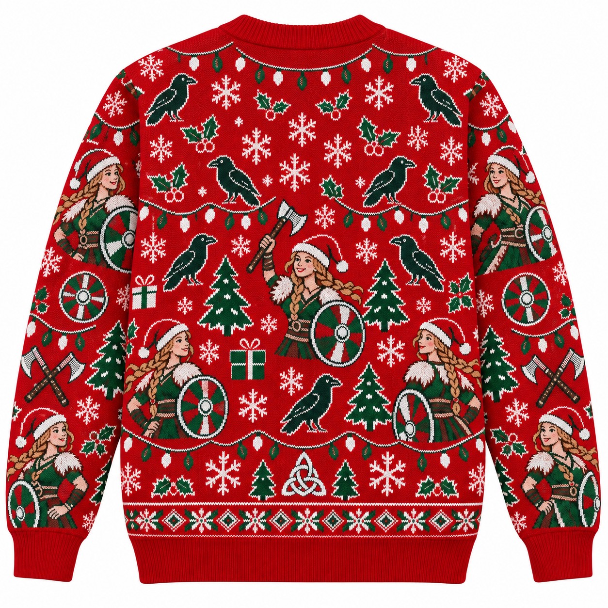 [popular-sweater:PX-10-17:back] Shieldmaiden Christmas Ugly Christmas Sweatshirt - Back view