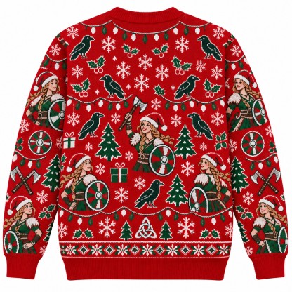 [popular-sweater:PX-10-17:back] Shieldmaiden Christmas Ugly Christmas Sweatshirt - Back view