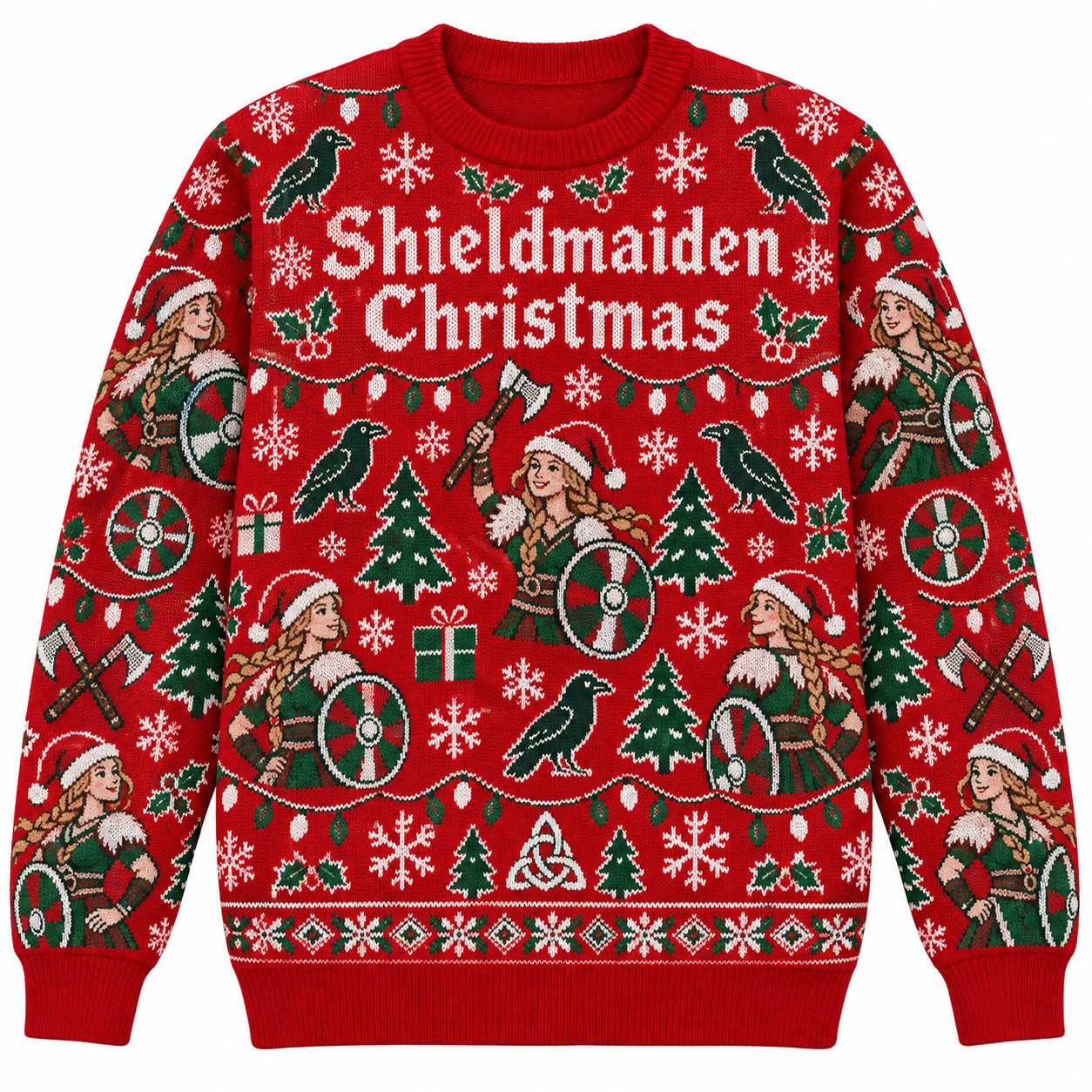 [popular-sweater:PX-10-17:front] Shieldmaiden Christmas Ugly Christmas Sweatshirt - Front view