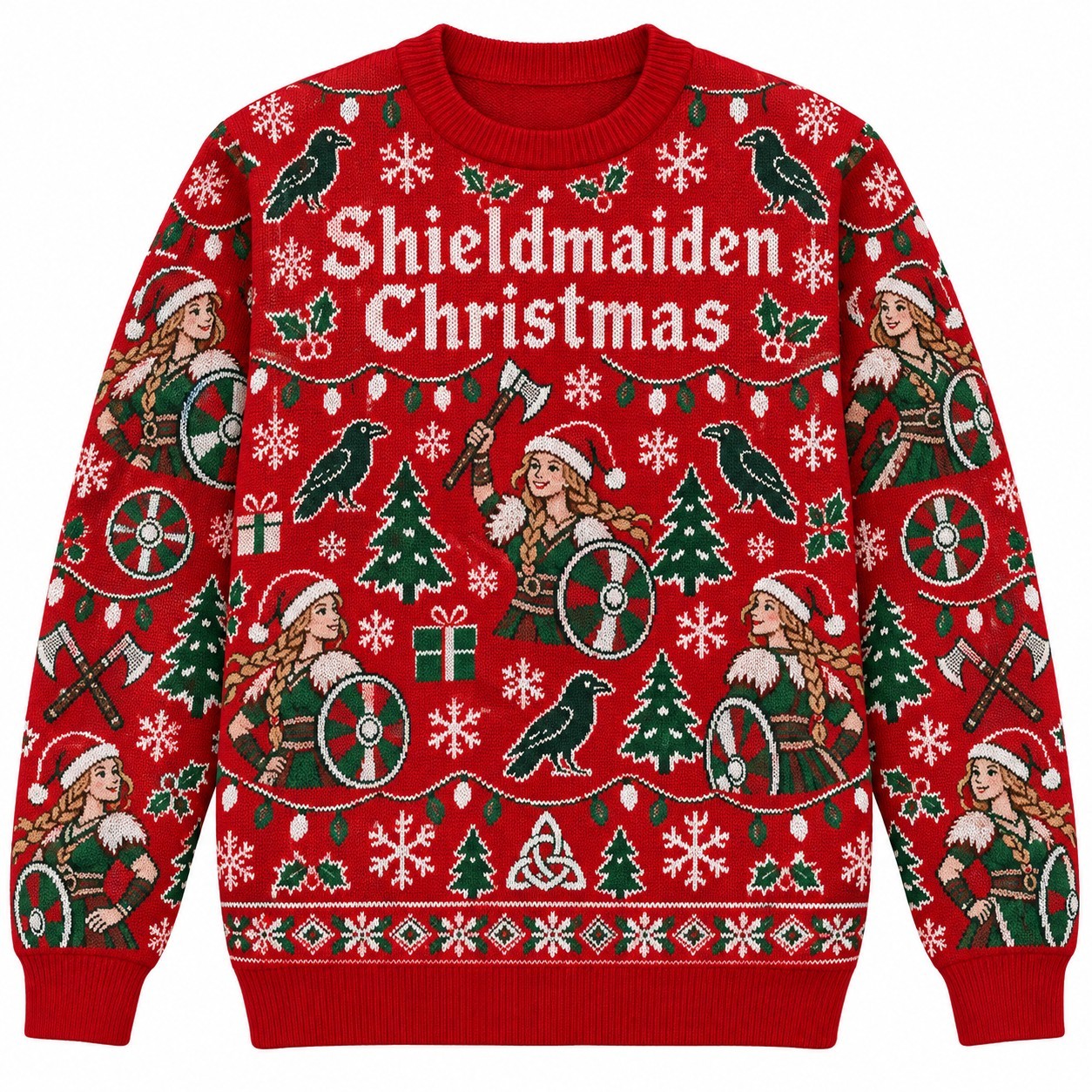 [popular-sweater:PX-10-17:front] Shieldmaiden Christmas Ugly Christmas Sweatshirt - Front view