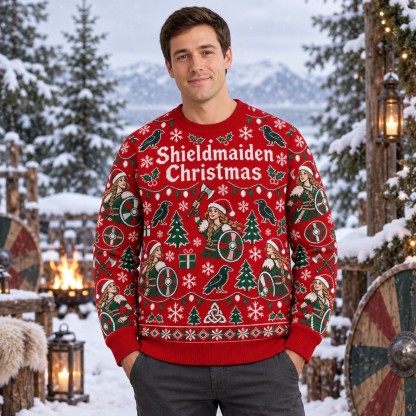 [popular-sweater:PX-10-17:male] Shieldmaiden Christmas Ugly Christmas Sweatshirt - Male view