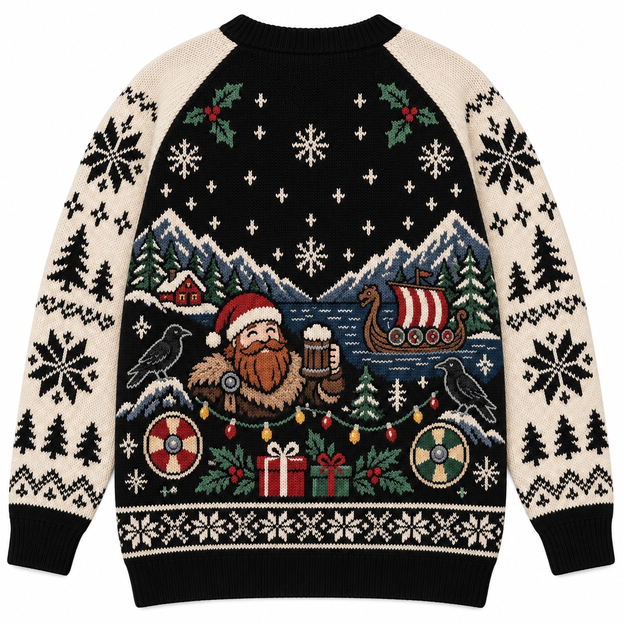 [popular-sweater:PX-10-18:back] Fjord Christmas Viking Ugly Christmas Sweatshirt - Back view