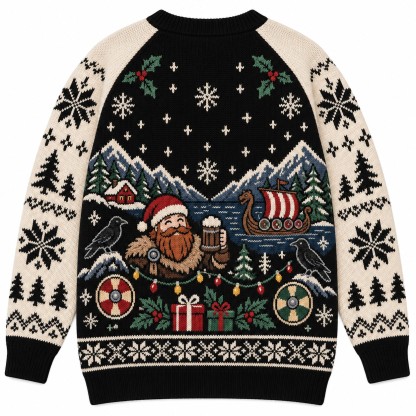 [popular-sweater:PX-10-18:back] Fjord Christmas Viking Ugly Christmas Sweatshirt - Back view
