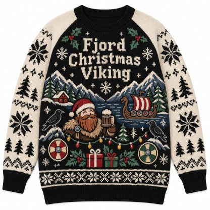 [popular-sweater:PX-10-18:front] Fjord Christmas Viking Ugly Christmas Sweatshirt - Front view