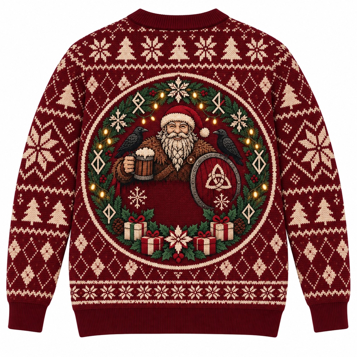[popular-sweater:PX-10-20:back] Rune Wreath Yule Ugly Christmas Sweatshirt - Back view