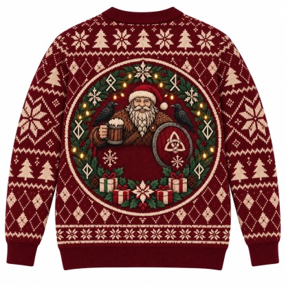 [popular-sweater:PX-10-20:back] Rune Wreath Yule Ugly Christmas Sweatshirt - Back view