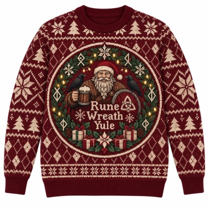 [popular-sweater:PX-10-20:front] Rune Wreath Yule Ugly Christmas Sweatshirt - Front view