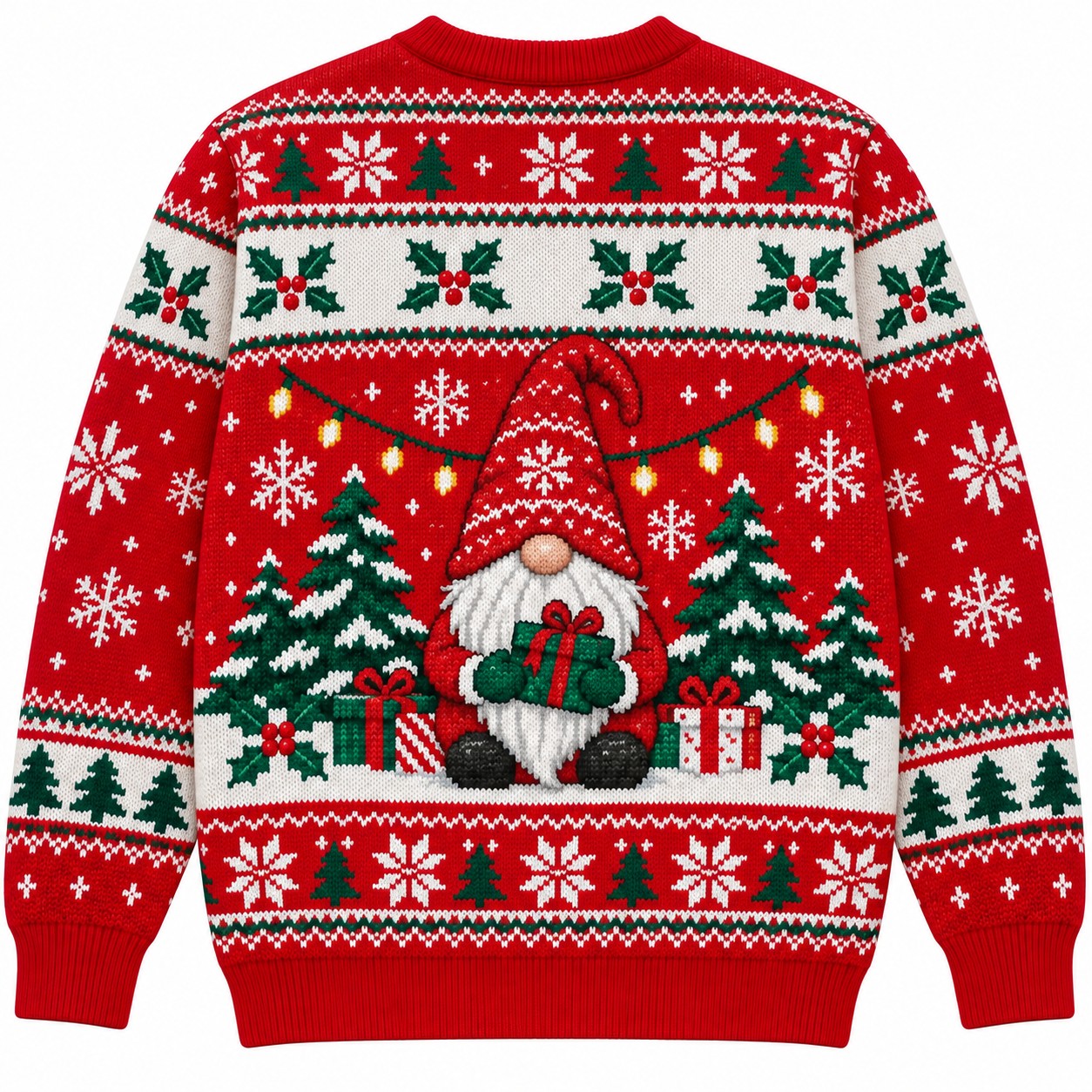 [popular-sweater:PX-11-01:back] Gnome For The Holidays Ugly Christmas Sweatshirt - Back view