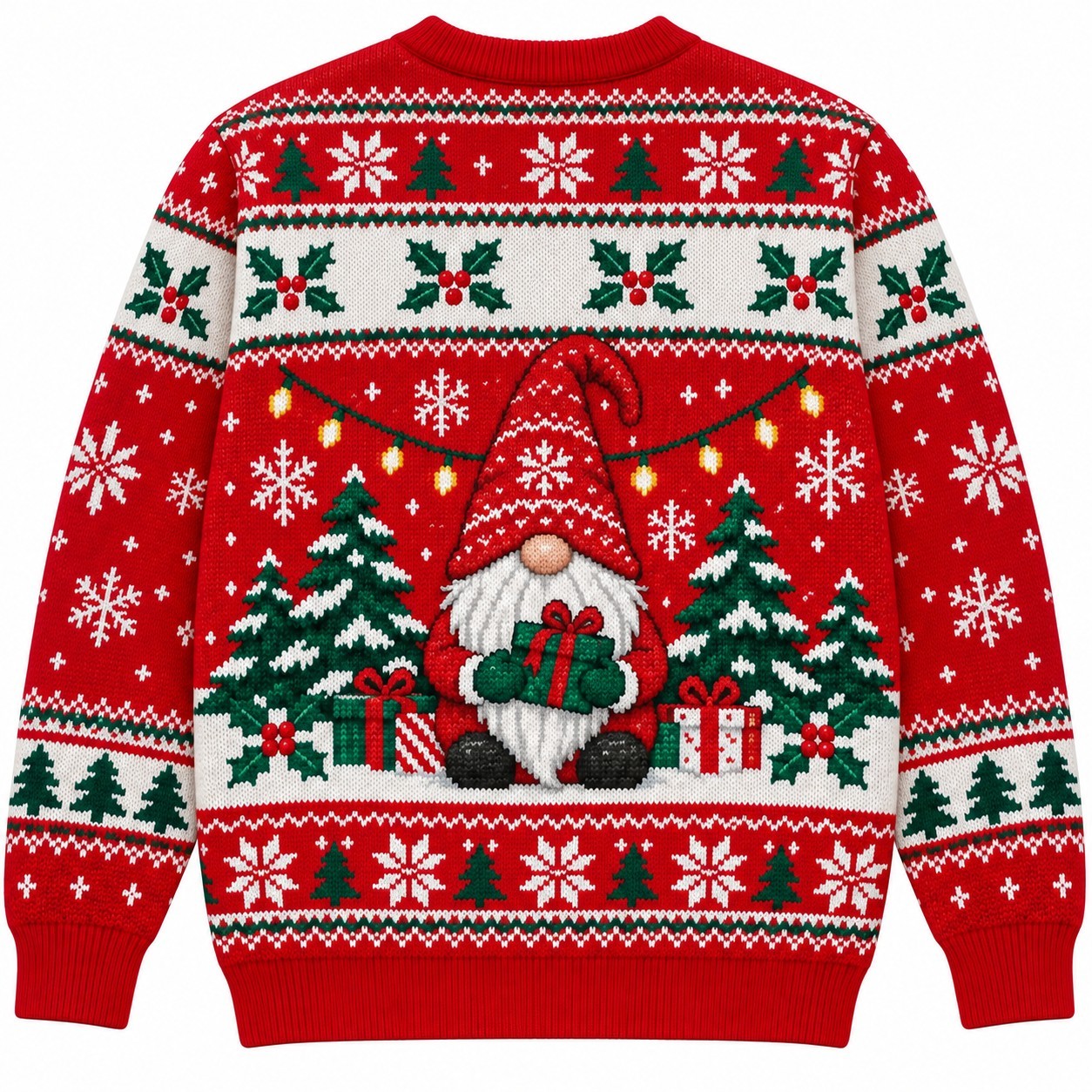 [popular-sweater:PX-11-01:back] Gnome For The Holidays Ugly Christmas Sweatshirt - Back view