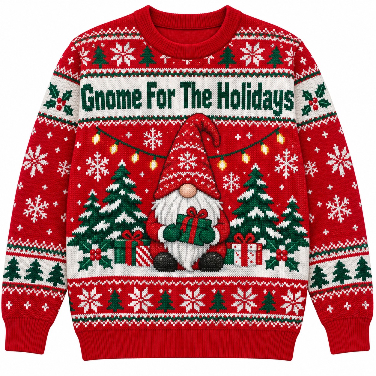 [popular-sweater:PX-11-01:front] Gnome For The Holidays Ugly Christmas Sweatshirt - Front view