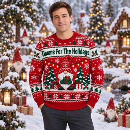 [popular-sweater:PX-11-01:male] Gnome For The Holidays Ugly Christmas Sweatshirt - Male view