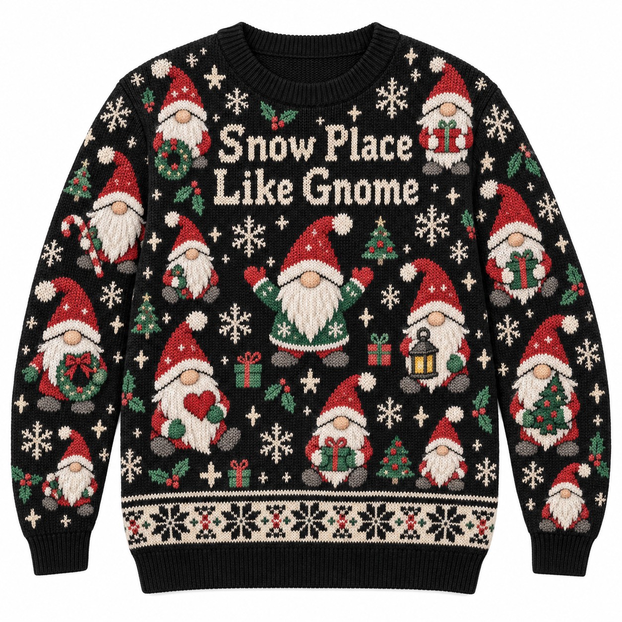 [popular-sweater:PX-11-02:front] Snow Place Like Gnome Ugly Christmas Sweatshirt - Front view