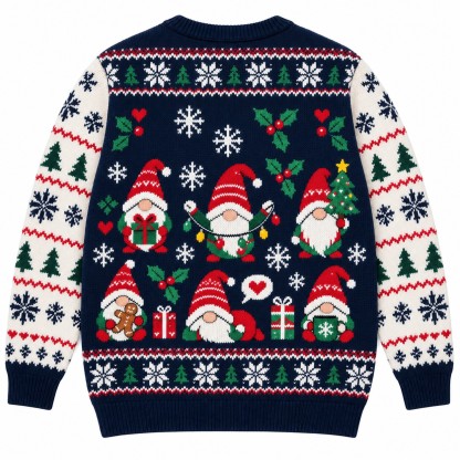 [popular-sweater:PX-11-03:back] Gnome Sweet Gnome Christmas Ugly Christmas Sweatshirt - Back view