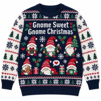 [popular-sweater:PX-11-03:front] Gnome Sweet Gnome Christmas Ugly Christmas Sweatshirt - Front view