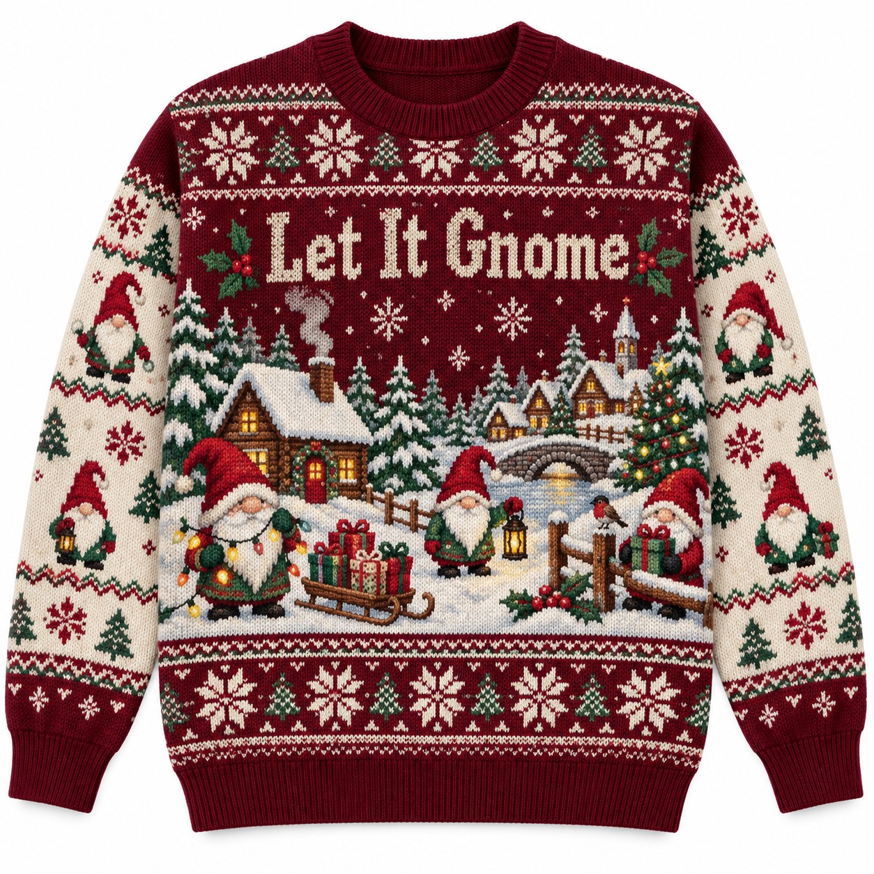 [popular-sweater:PX-11-04:front] Let It Gnome Ugly Christmas Sweatshirt - Front view