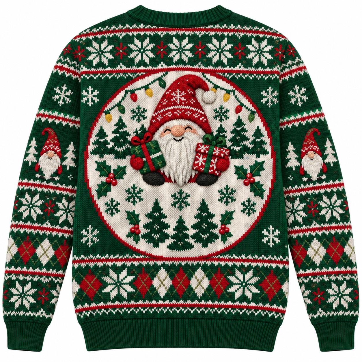 [popular-sweater:PX-11-05:back] Gnomies Christmas Crew Ugly Christmas Sweatshirt - Back view