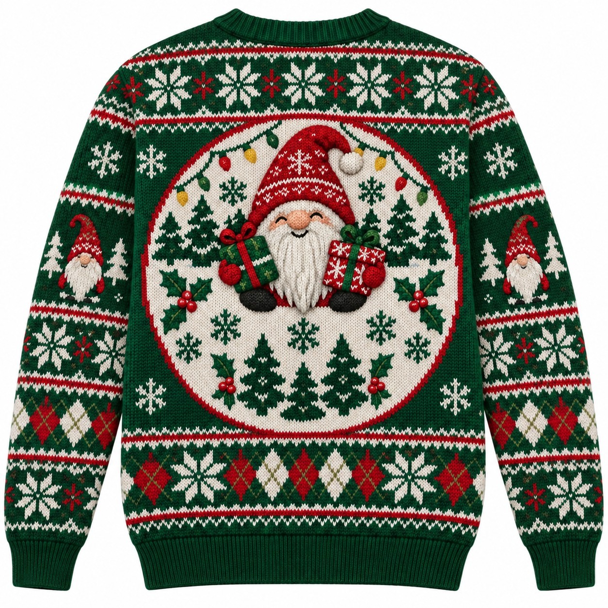 [popular-sweater:PX-11-05:back] Gnomies Christmas Crew Ugly Christmas Sweatshirt - Back view