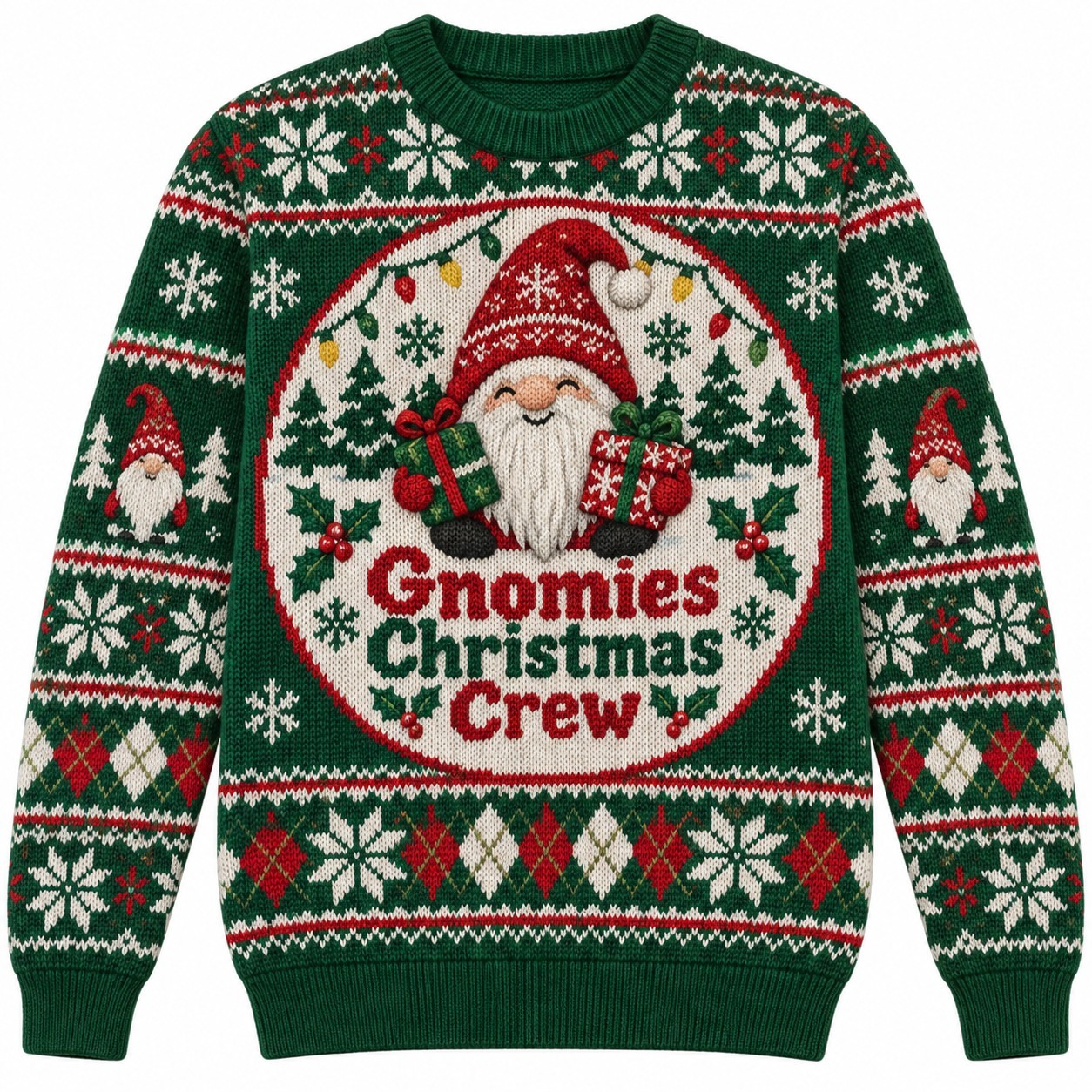 [popular-sweater:PX-11-05:front] Gnomies Christmas Crew Ugly Christmas Sweatshirt - Front view