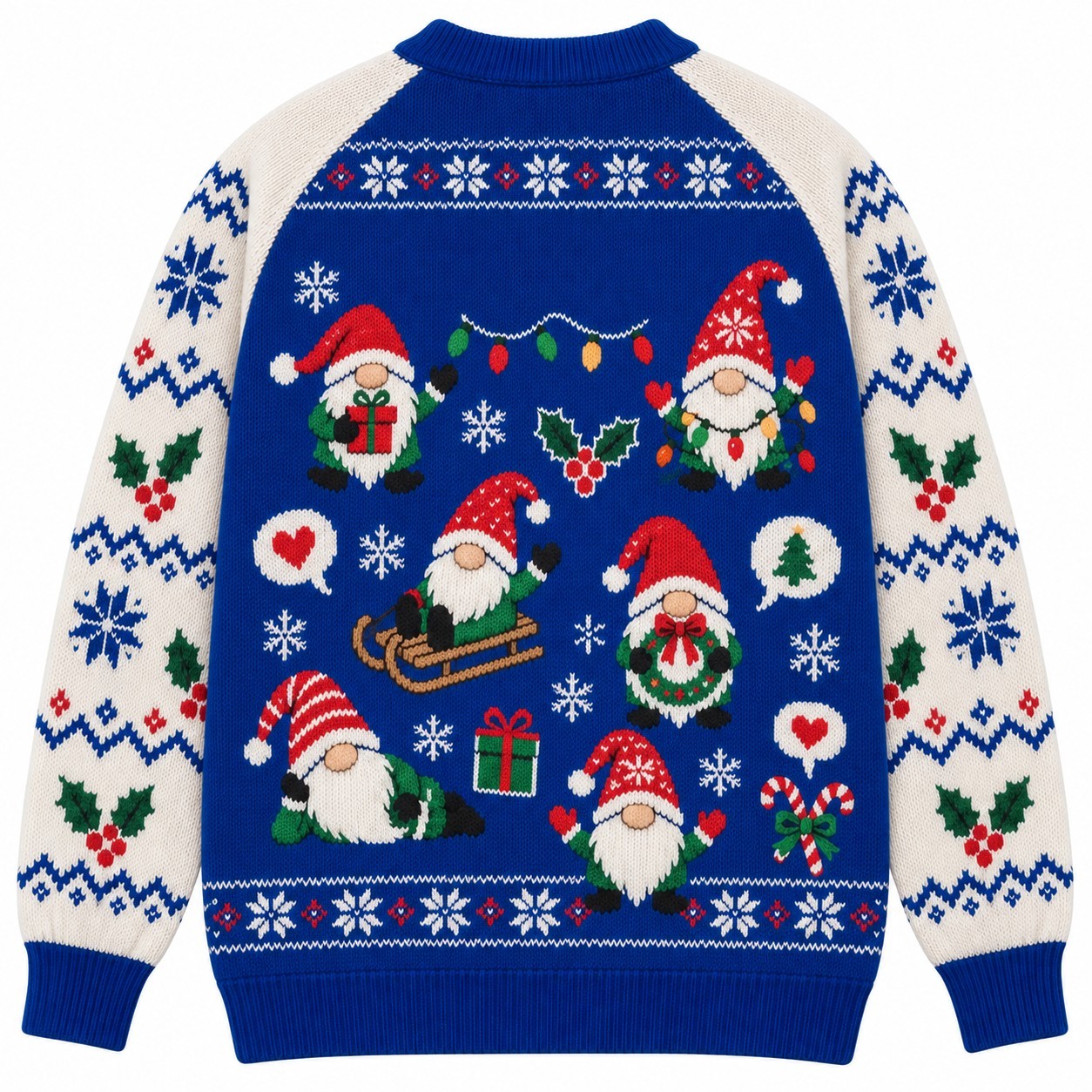 [popular-sweater:PX-11-08:back] Gnoming Around Christmas Ugly Christmas Sweatshirt - Back view