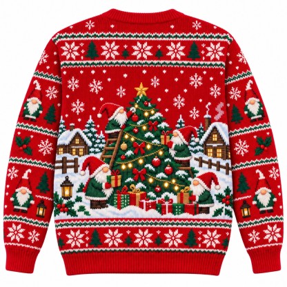 [popular-sweater:PX-11-09:back] Gnome Christmas Tree Ugly Christmas Sweatshirt - Back view