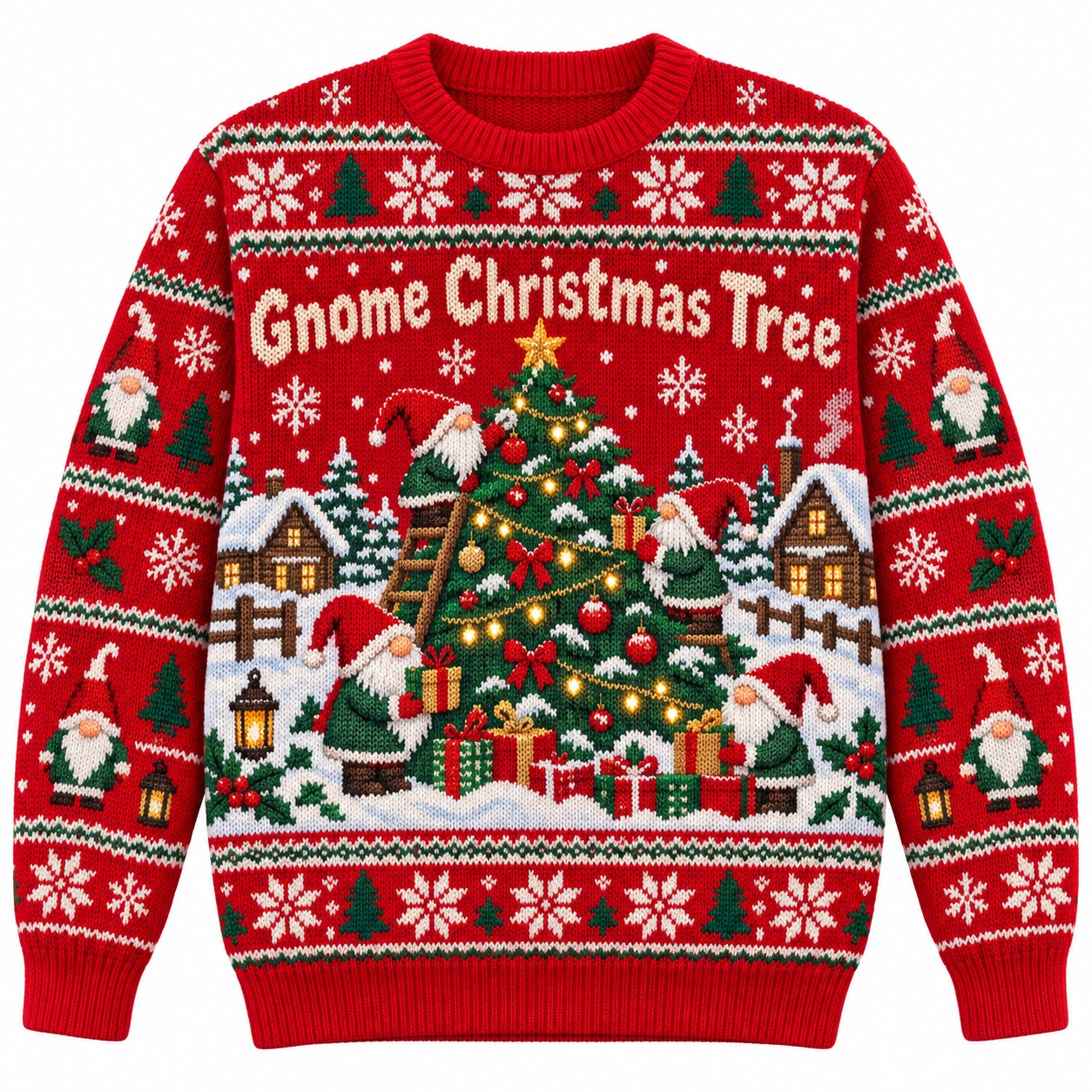 [popular-sweater:PX-11-09:front] Gnome Christmas Tree Ugly Christmas Sweatshirt - Front view