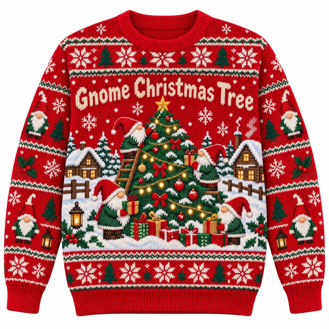 [popular-sweater:PX-11-09:front] Gnome Christmas Tree Ugly Christmas Sweatshirt - Front view