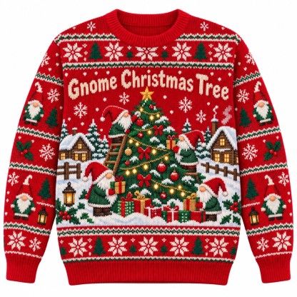 [popular-sweater:PX-11-09:front] Gnome Christmas Tree Ugly Christmas Sweatshirt - Front view