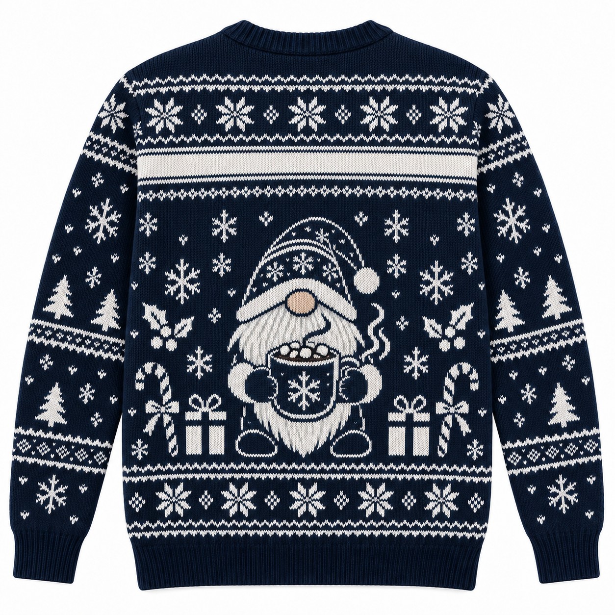 [popular-sweater:PX-11-11:back] Gnome Hot Cocoa Ugly Christmas Sweatshirt - Back view