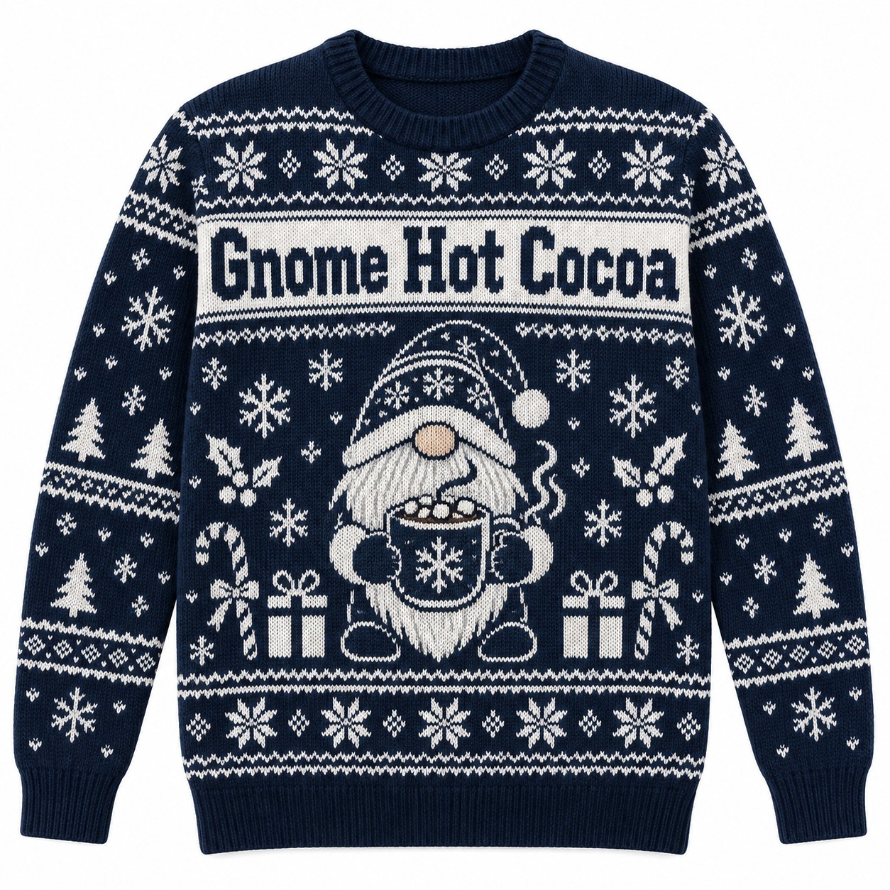 [popular-sweater:PX-11-11:front] Gnome Hot Cocoa Ugly Christmas Sweatshirt - Front view
