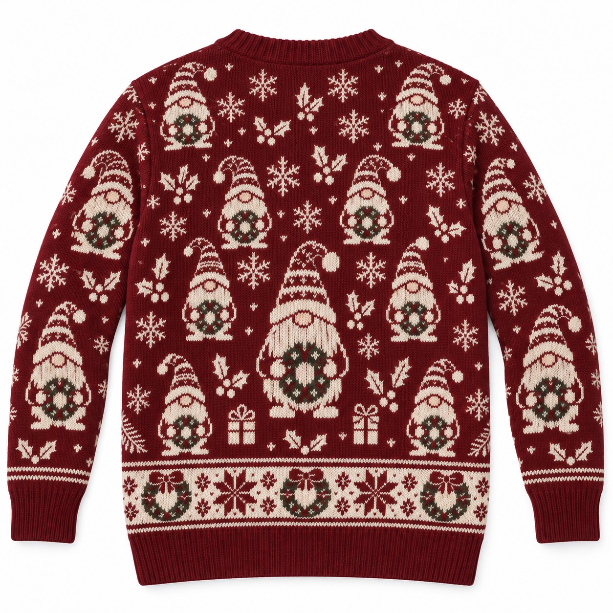 [popular-sweater:PX-11-12:back] Gnome Wreath Christmas Ugly Christmas Sweatshirt - Back view