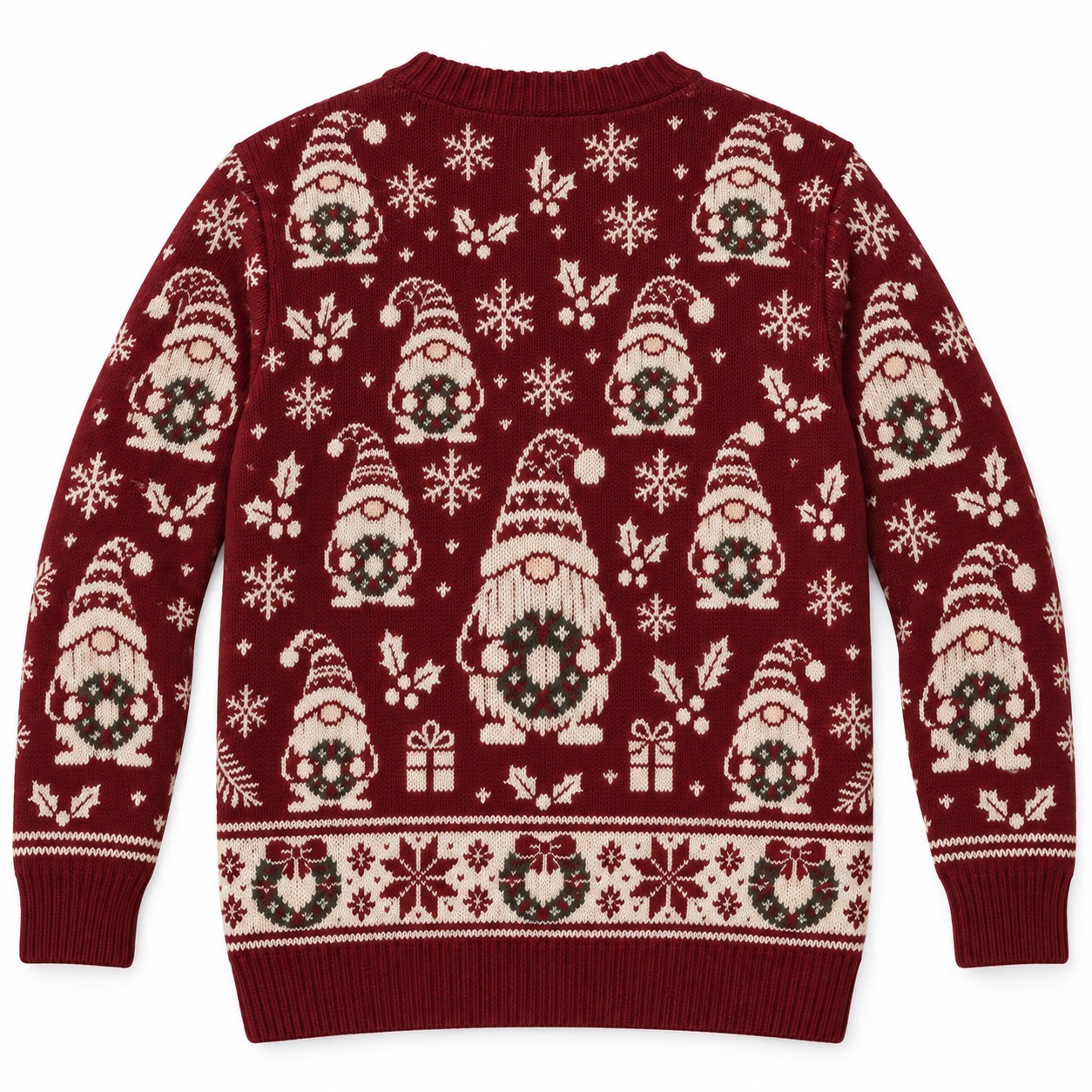 [popular-sweater:PX-11-12:back] Gnome Wreath Christmas Ugly Christmas Sweatshirt - Back view