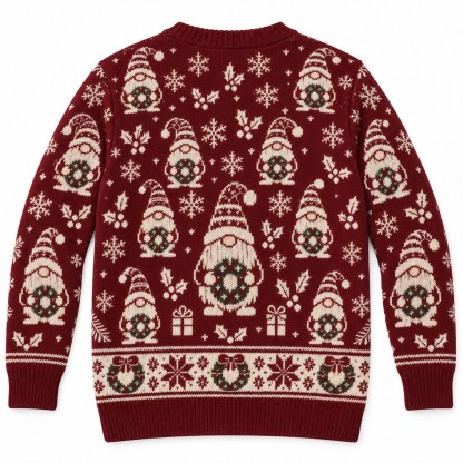 [popular-sweater:PX-11-12:back] Gnome Wreath Christmas Ugly Christmas Sweatshirt - Back view