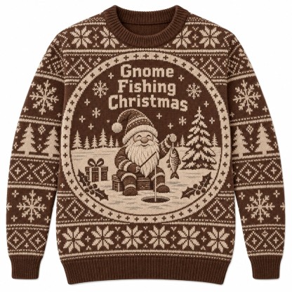 [popular-sweater:PX-11-15:front] Gnome Fishing Christmas Ugly Christmas Sweatshirt - Front view
