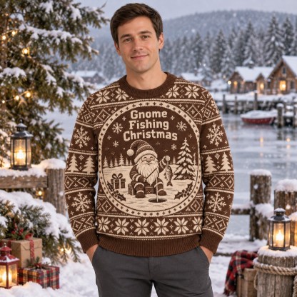 [popular-sweater:PX-11-15:male] Gnome Fishing Christmas Ugly Christmas Sweatshirt - Male view
