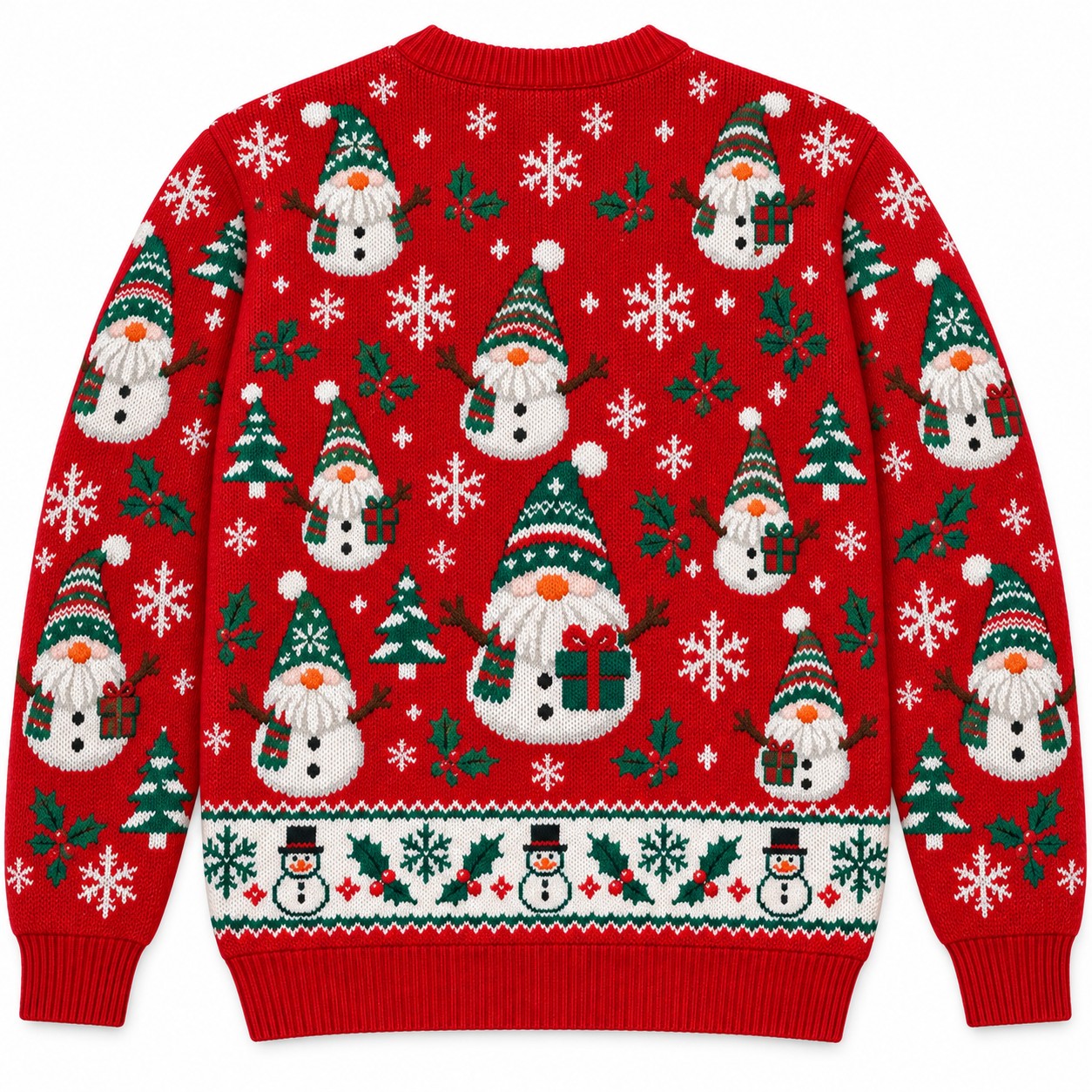 [popular-sweater:PX-11-17:back] Gnome Snowman Ugly Christmas Sweatshirt - Back view