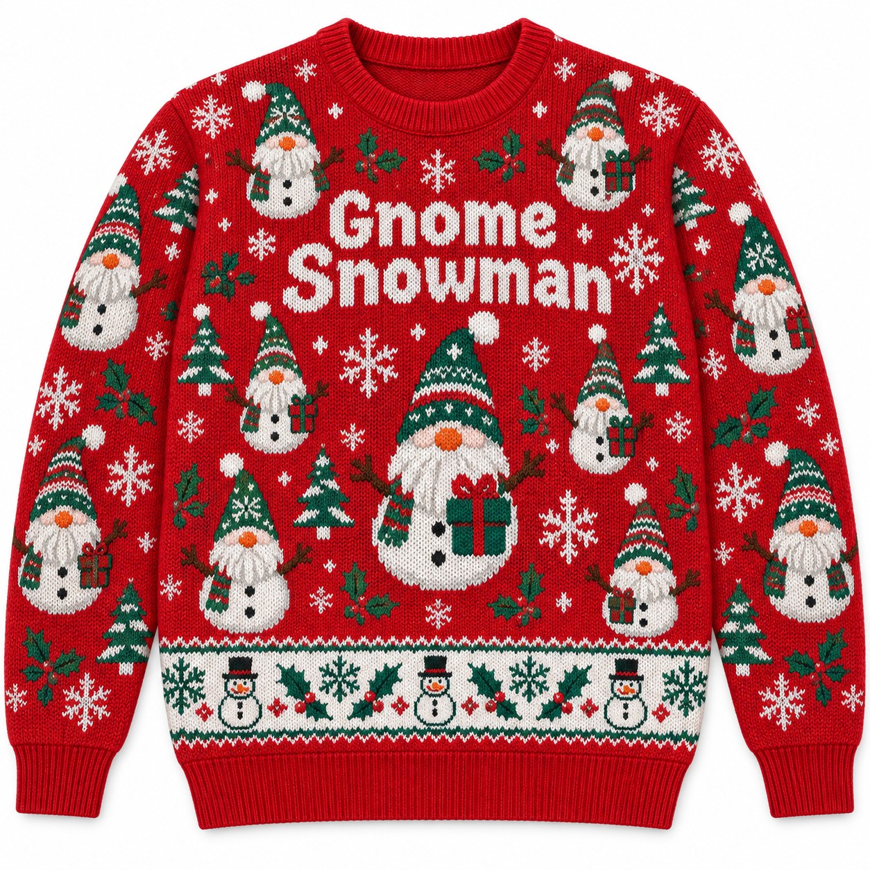 [popular-sweater:PX-11-17:front] Gnome Snowman Ugly Christmas Sweatshirt - Front view