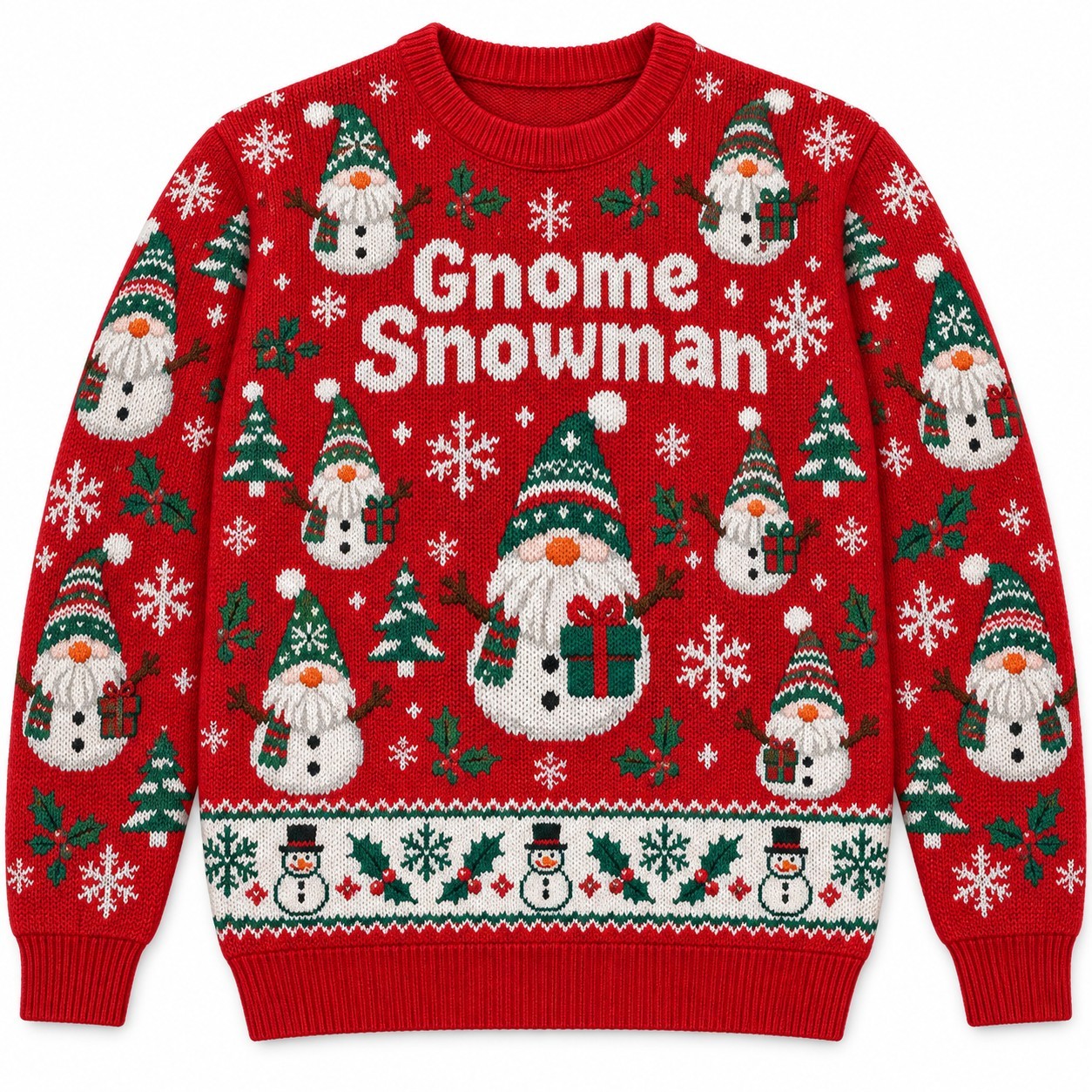 [popular-sweater:PX-11-17:front] Gnome Snowman Ugly Christmas Sweatshirt - Front view