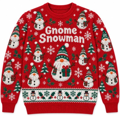 [popular-sweater:PX-11-17:front] Gnome Snowman Ugly Christmas Sweatshirt - Front view
