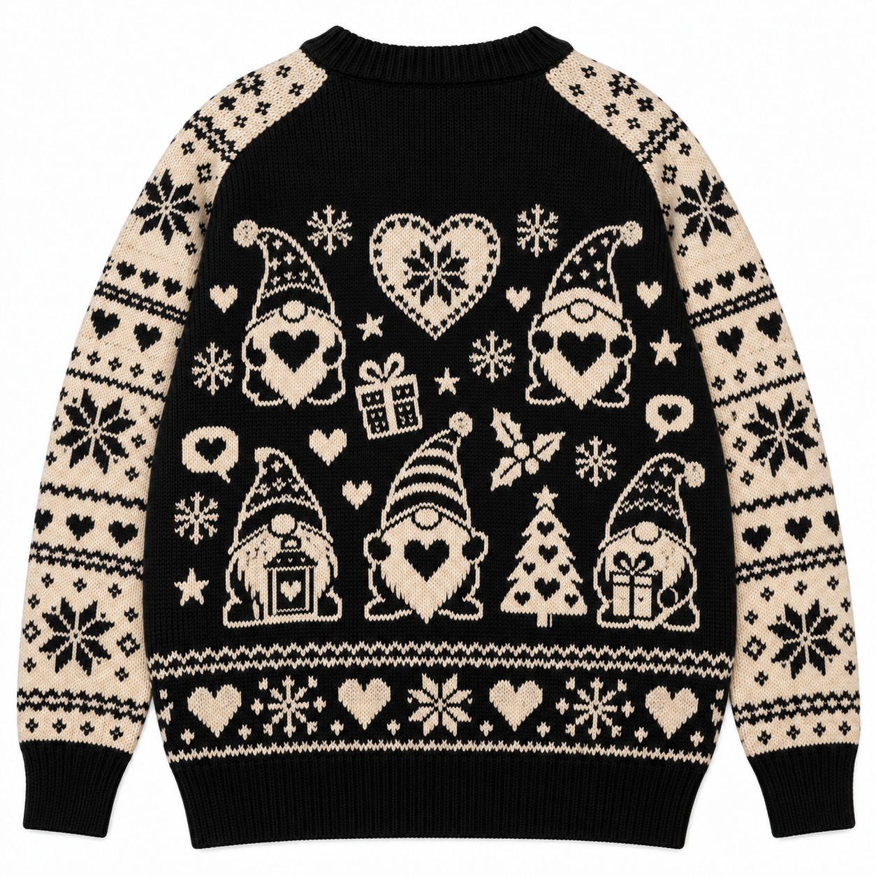 [popular-sweater:PX-11-18:back] Gnome Love Christmas Hearts Ugly Christmas Sweatshirt - Back view