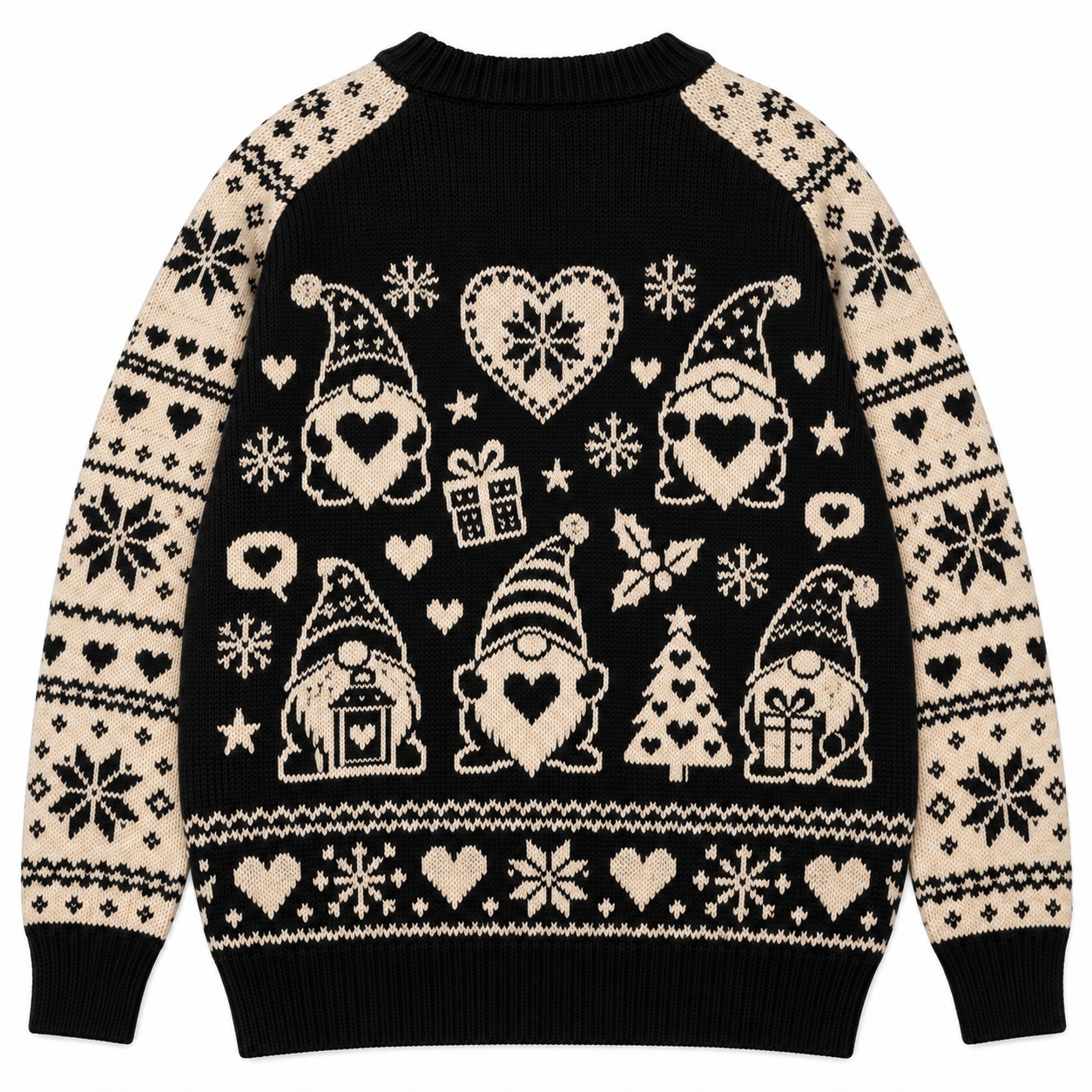 [popular-sweater:PX-11-18:back] Gnome Love Christmas Hearts Ugly Christmas Sweatshirt - Back view
