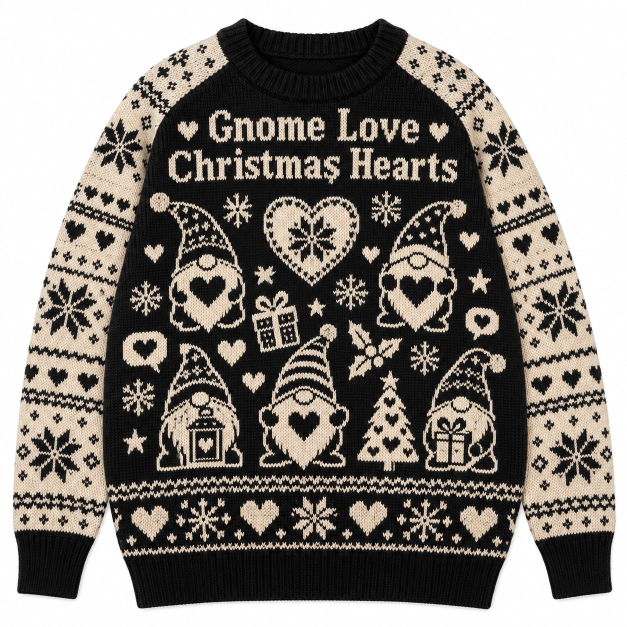 [popular-sweater:PX-11-18:front] Gnome Love Christmas Hearts Ugly Christmas Sweatshirt - Front view
