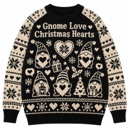 [popular-sweater:PX-11-18:front] Gnome Love Christmas Hearts Ugly Christmas Sweatshirt - Front view