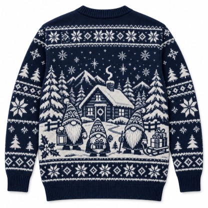 [popular-sweater:PX-11-19:back] Cozy Gnome Cabin Ugly Christmas Sweatshirt - Back view