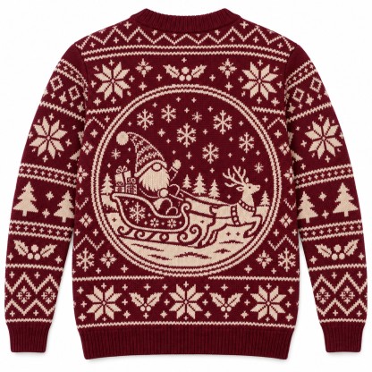 [popular-sweater:PX-11-20:back] Gnome Sleigh Ride Ugly Christmas Sweatshirt - Back view