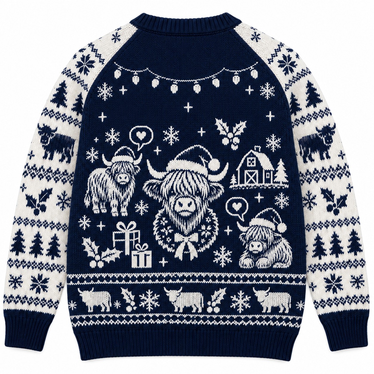 [popular-sweater:PX-12-03:back] Heifer Holidays Ugly Christmas Sweatshirt - Back view