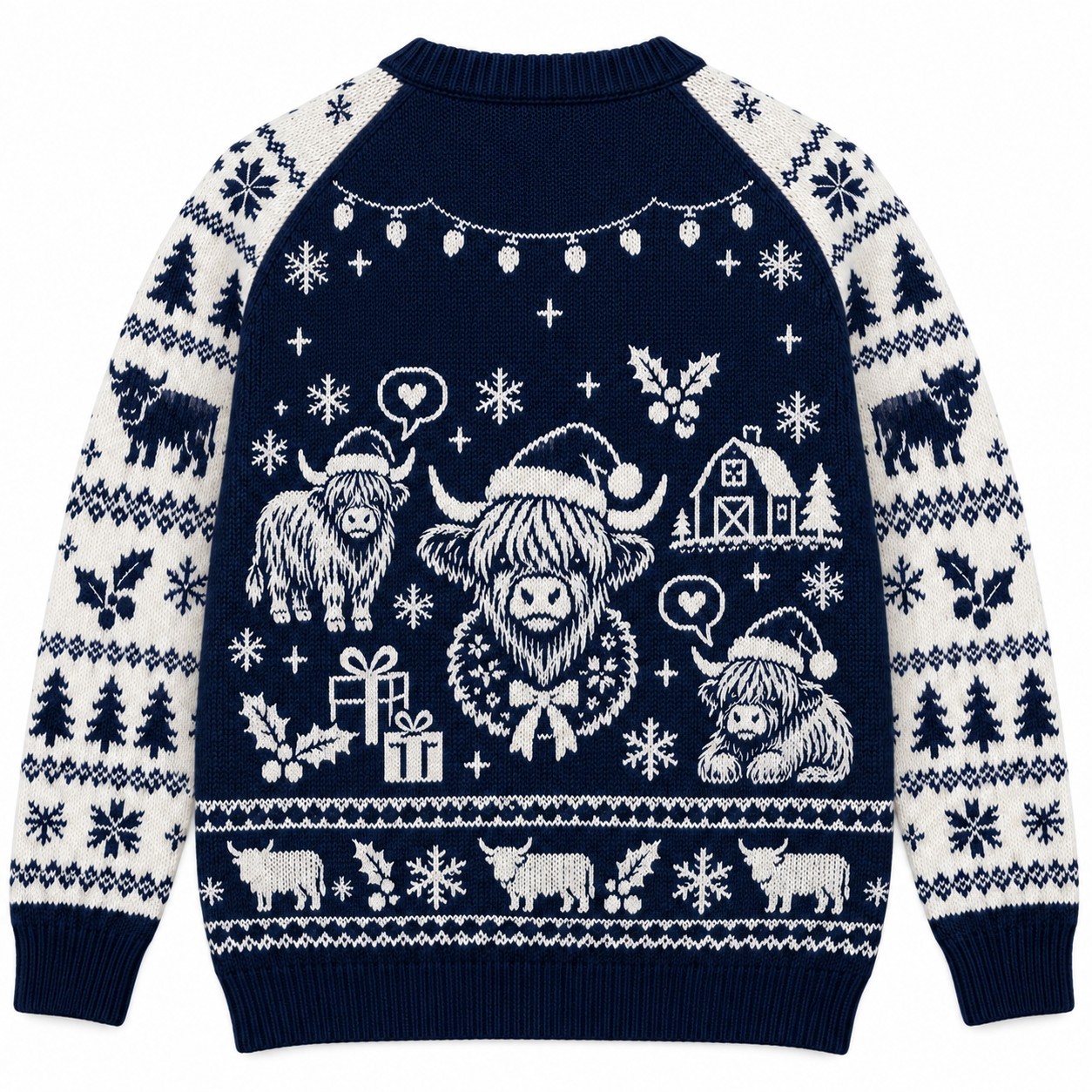 [popular-sweater:PX-12-03:back] Heifer Holidays Ugly Christmas Sweatshirt - Back view